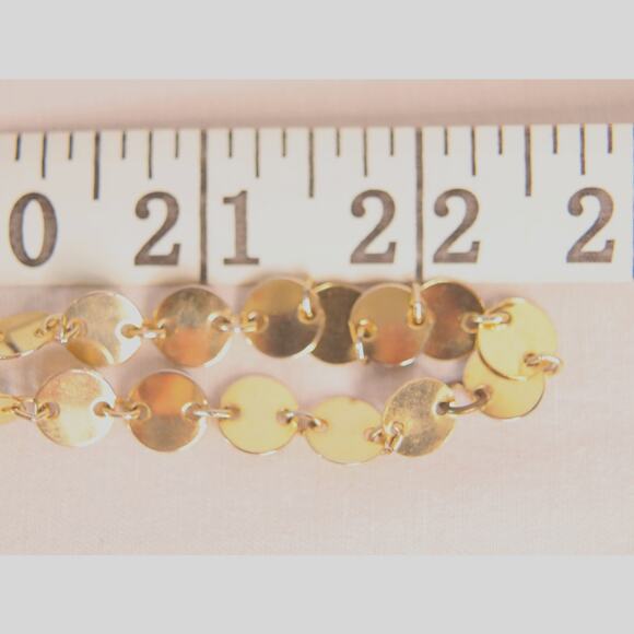 Gold Tone Disc Opera Chain Necklace - Picture 6 of 7